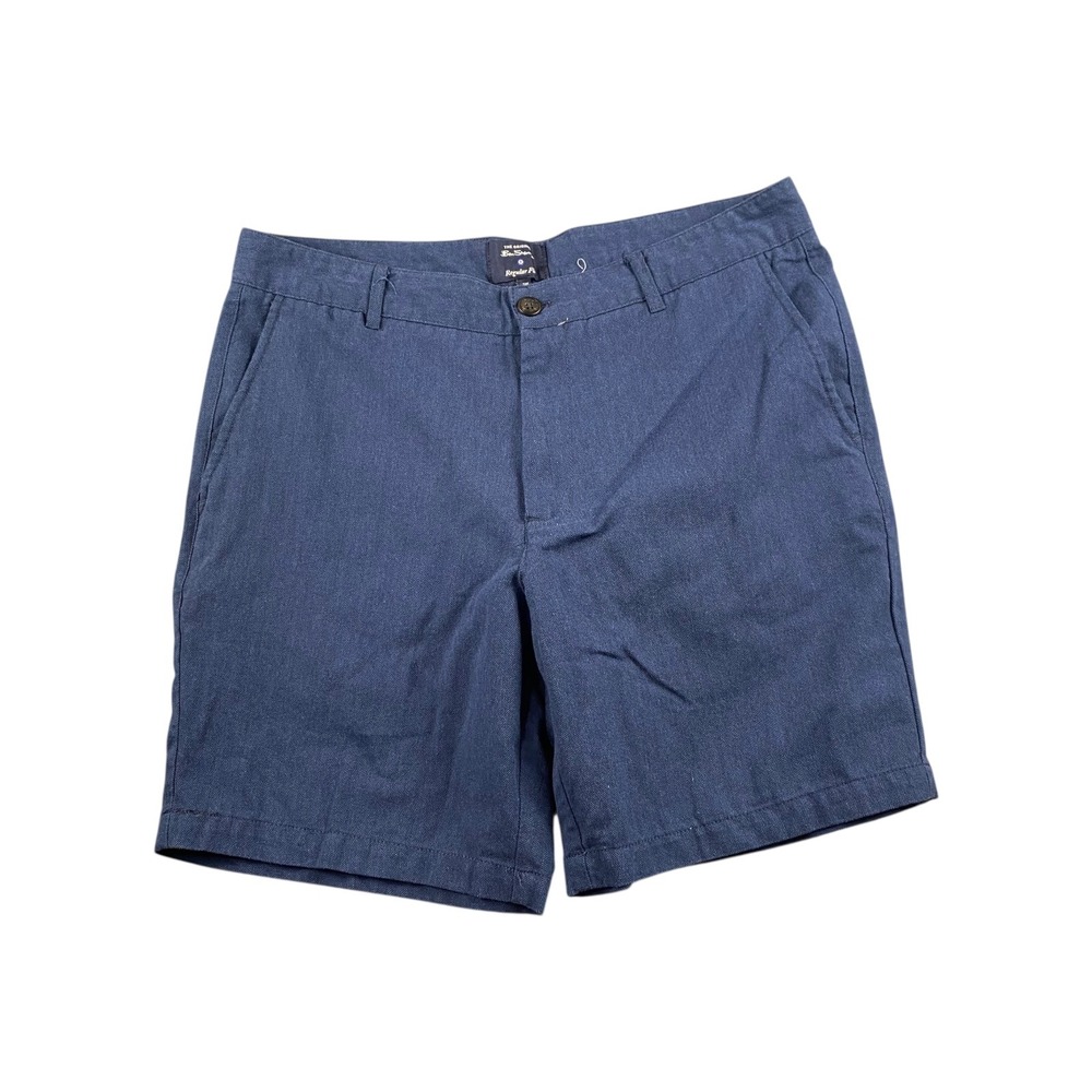 Ben Sherman Mens Navy Herringbone Regular Fit‎ Casual Shorts Size 36W